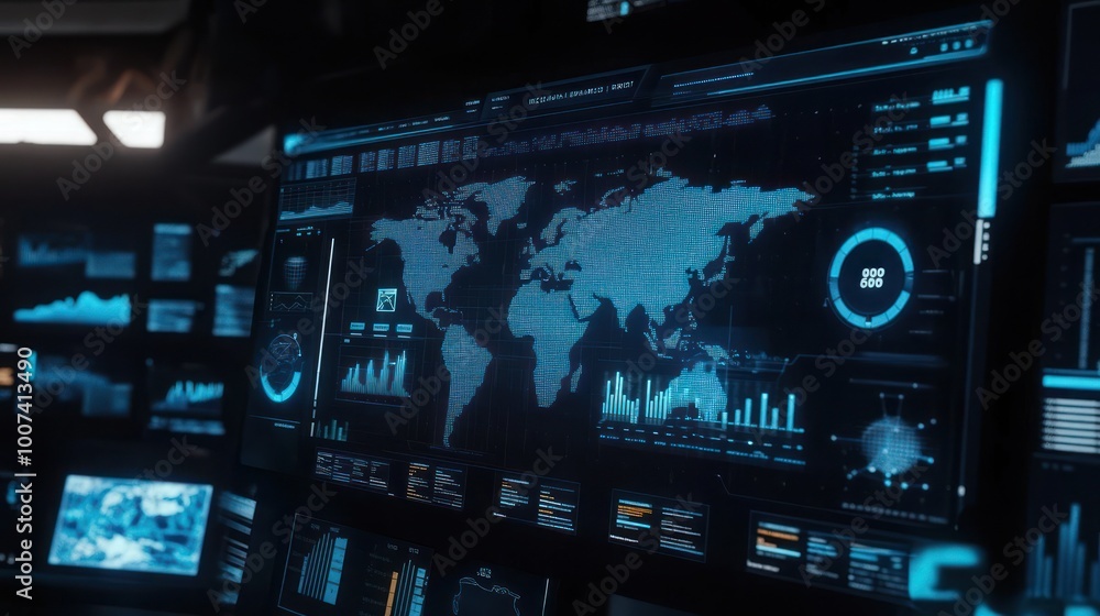 Poster global data visualization on computer screens