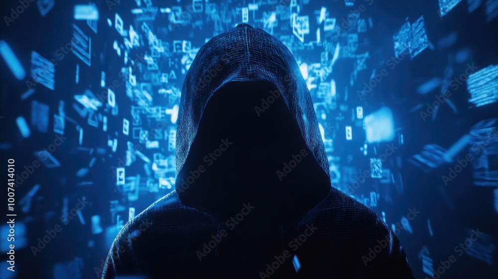 Poster mysterious hacker in digital realm