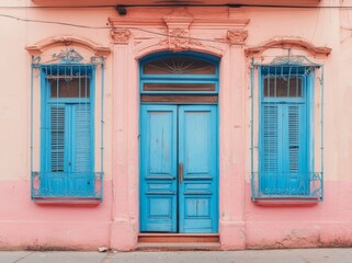 Fototapeta premium A beautifully aged and colorful building in Havana