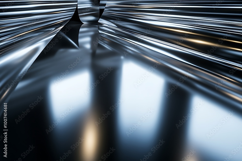 Poster abstract metallic surface with reflective patterns