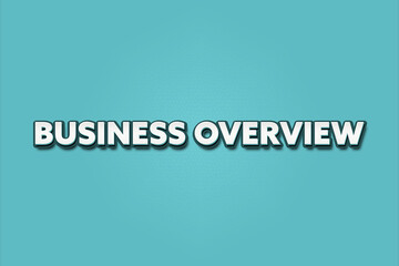 Business Overview.. A Illustration with white text isolated on light green background.