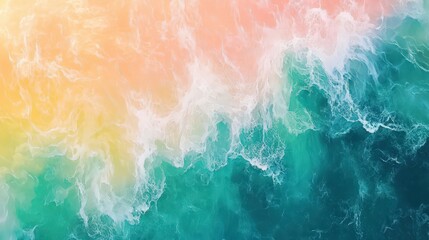 Fototapeta premium Aerial Seascape Painting with Vibrant Pastel Background - Serene Ocean Water Landscape from Drone Perspective