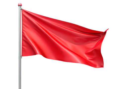 red flag wawing isolated on the white background