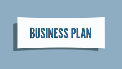 Business plan. A card isolated on blue background.