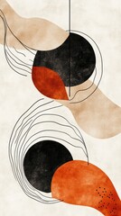 Hand-Drawn Organic Flowing Minimalist Curves in Neutral Fall Hues