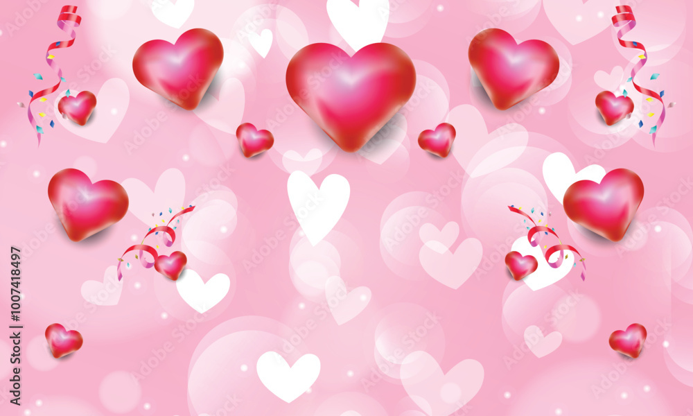 Poster Heart shape with bokeh abstract poster background isolated