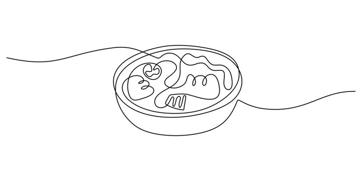 recommend clip art: Ramen noodles in one line drawing. Asian food concept.