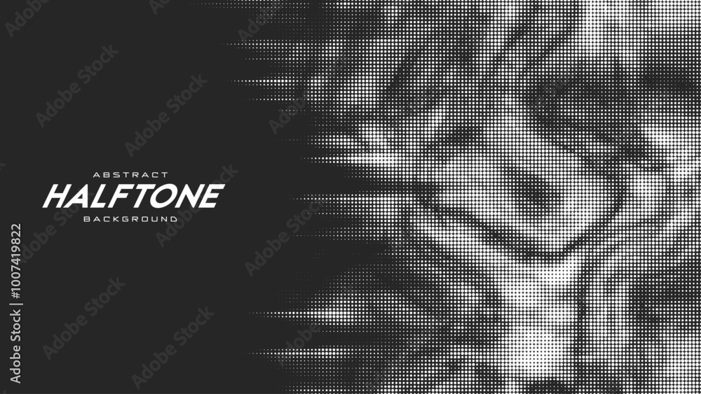 Poster abstract vector torn monochrome halftone background. scrathed dotted texture element.