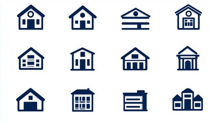A collection of house and building icons