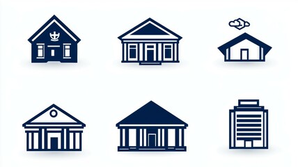 Fototapeta premium A set of six different buildings, each with a unique design and style