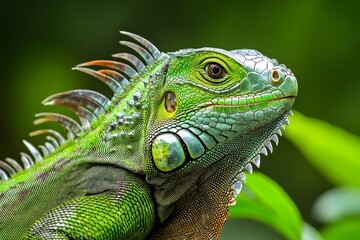 Fototapeta premium Corozal Bay, Belize - Close-up of iguana's colourful head