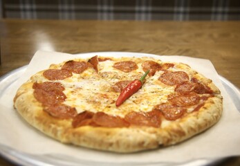 pizza on a wooden board