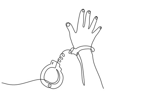 hand in handcuffs, continuous line art clip art preview
