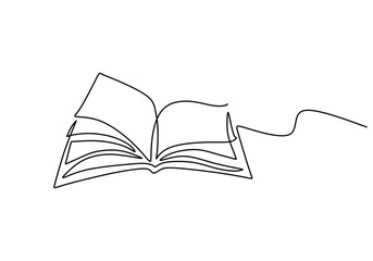 Another open book in one line drawing. Education concept. Simple vector design.