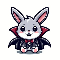 Fototapeta premium Cute Rabbit Dracula Vampire Cartoon Vector Icon Illustration