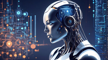 android robot with background