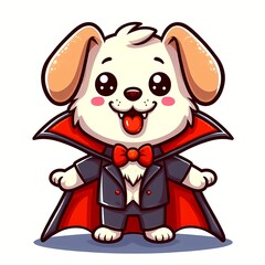 Obraz premium Cute Dog Dracula Vampire Cartoon Vector Icon Illustration