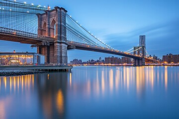 Naklejka premium Over East River, Brooklyn Bridge and Manhattan Bridge