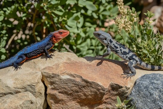 Female and male Augrabies flat lizards (Platysaurus broadleyi), Augrabies Falls National Park