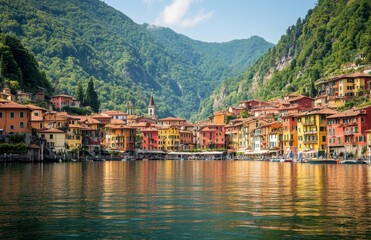 Fototapeta premium This is a picture of the village of Dorio, on Lake Como, Province of Lecco, Italian Lakes, Northern Lombardy