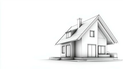 Fototapeta premium A white house with a slanted roof