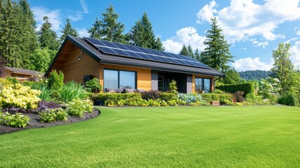 Obraz premium A house with a large yard and a lot of greenery