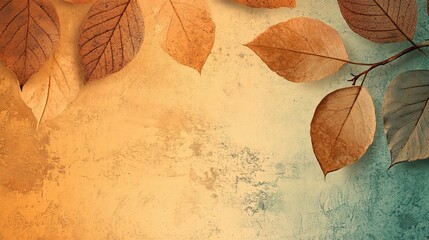 Autumn Leaves on Textured Background
