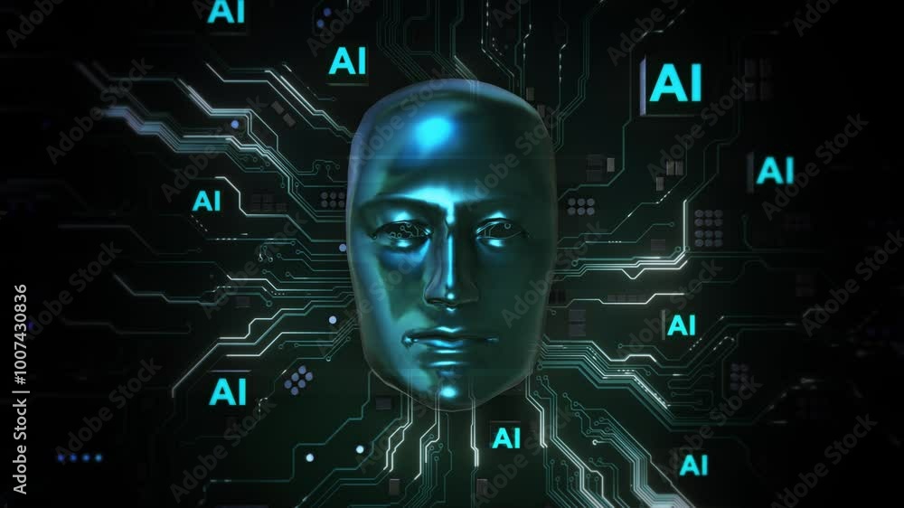Poster ai artificial intelligence concept ai robot human. symbol of future cooperation, technology advance,