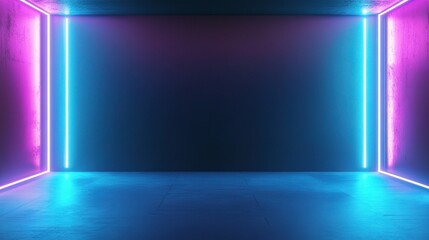 Neon Lights in a Dark Room with Futuristic Appeal