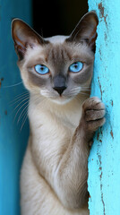 AI generator image of cute cat often hides in tree holes, hidden in cloth. to play with people