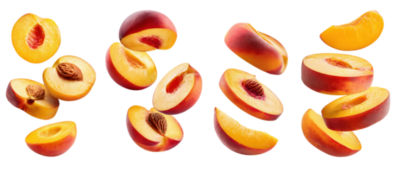 Set of 4 sliced ​​fruit pieces, peach