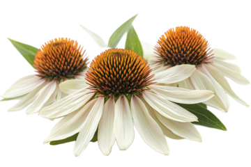 Close-up of White Cone Flowers with Orange Centers