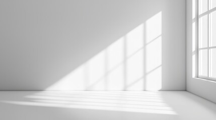 Fototapeta premium White wall with light and shadow on the floor