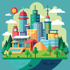 Obraz premium Silhouette skyline illustration