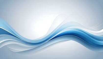 Obraz premium Abstract blue wave background with smooth flowing curves and gradient texture, featuring copy space 