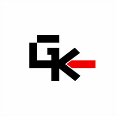 Obraz premium GK one initial letter logo design with a back arrow symbol.