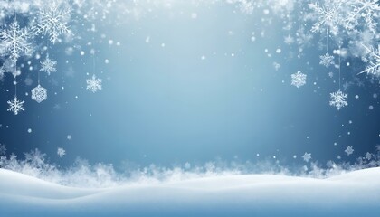 Naklejka premium Winter snowy background with snowflakes and blue gradient for festive design