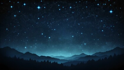 Obraz premium Starry night sky with mountains and a serene landscape for decorative background
