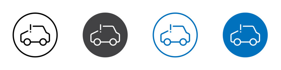 Car alert icon Isolated on white background vector set