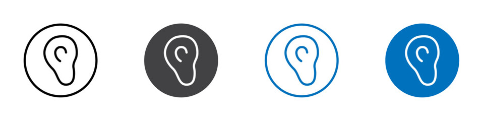 Ear icon Isolated on white background vector set