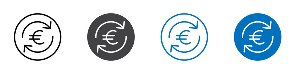Euro refund icon Isolated on white background vector set