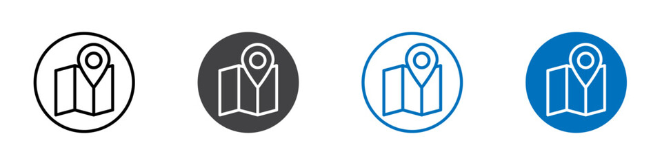 Map icon Isolated on white background vector set