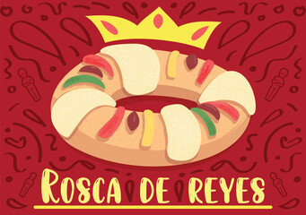 Ilustración Rosca de reyes magos. Tradición católica México