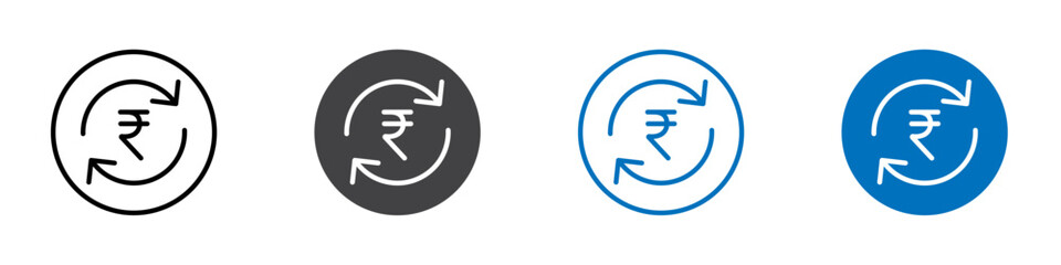 Rupee refund icon Isolated on white background vector set