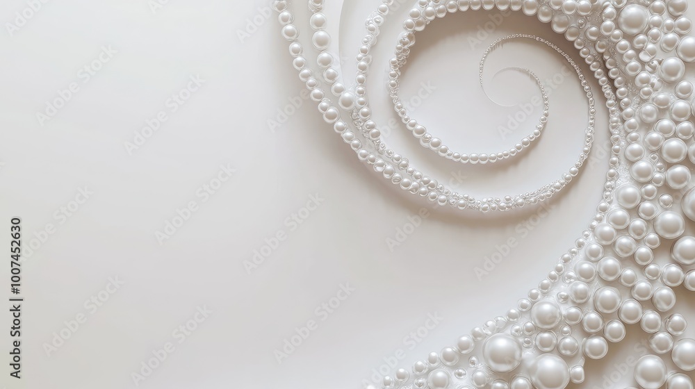 Aufkleber pearls arranged in a captivating circle trail, creating a luxurious pattern on a sleek white backdro