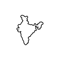 india country map black line border vector icon illustration