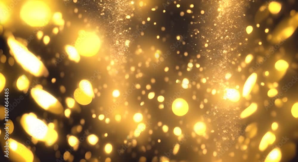 Poster abstract motion background shining gold particles gold glitter background with sparkle shine light c