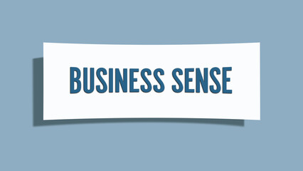 Business sense. A card isolated on blue background.