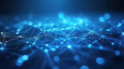 Obraz premium Blue Abstract Network with Glowing Connections