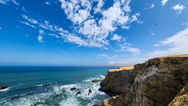 CLIFF TO THE SEA.. PARACAS NATIONAL RESERVE. PERU.